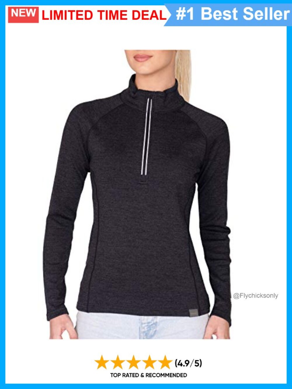 100% Merino Wool Half-Zip Base Layer Top 400g Heavyweight Pullover